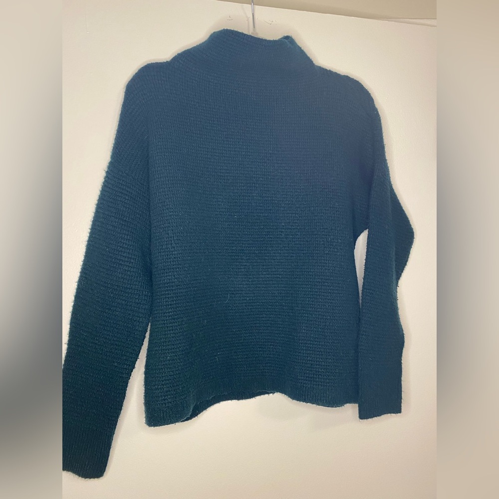 Madewell Waffle Funnel Neck Knit Sweater - Hunter Green - Size M